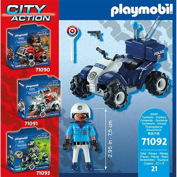 Playset de Vehículos Playmobil Speed Quad City Action 71092 Policía (21 pcs)