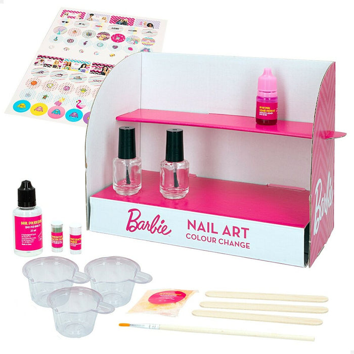 Kit para crear Maquillaje Barbie Studio Color Change Esmalte de uñas 15 Piezas