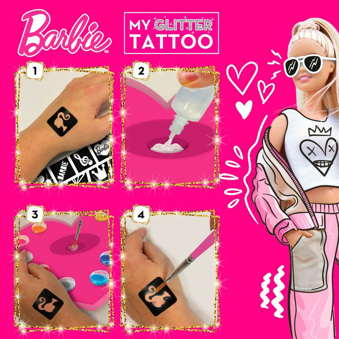 Tatuajes Temporales Barbie My Glitter Tattoo Purpurina 20 Piezas