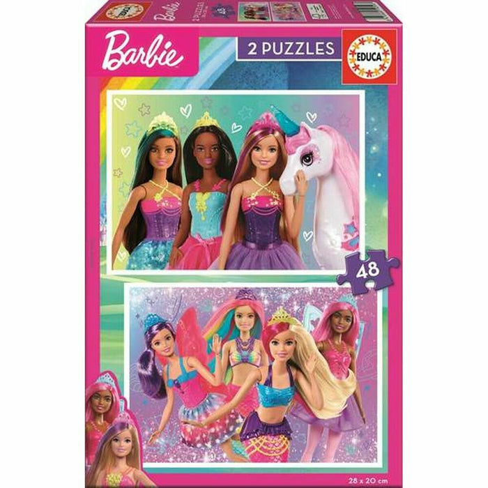 Set de 2 Puzzles   Barbie Girl         48 Piezas 28 x 20 cm