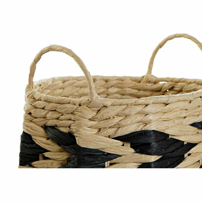 Juego de Cestas DKD Home Decor Negro Marrón claro Fibra natural Boho 30 x 30 x 30 cm 2 Piezas (2 Unidades)