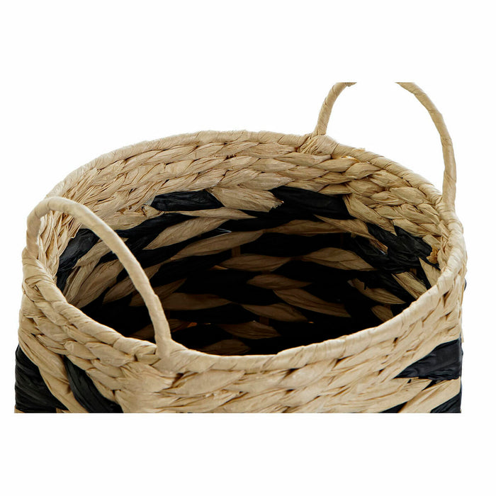 Juego de Cestas DKD Home Decor Negro Marrón claro Fibra natural Boho 30 x 30 x 30 cm 2 Piezas (2 Unidades)