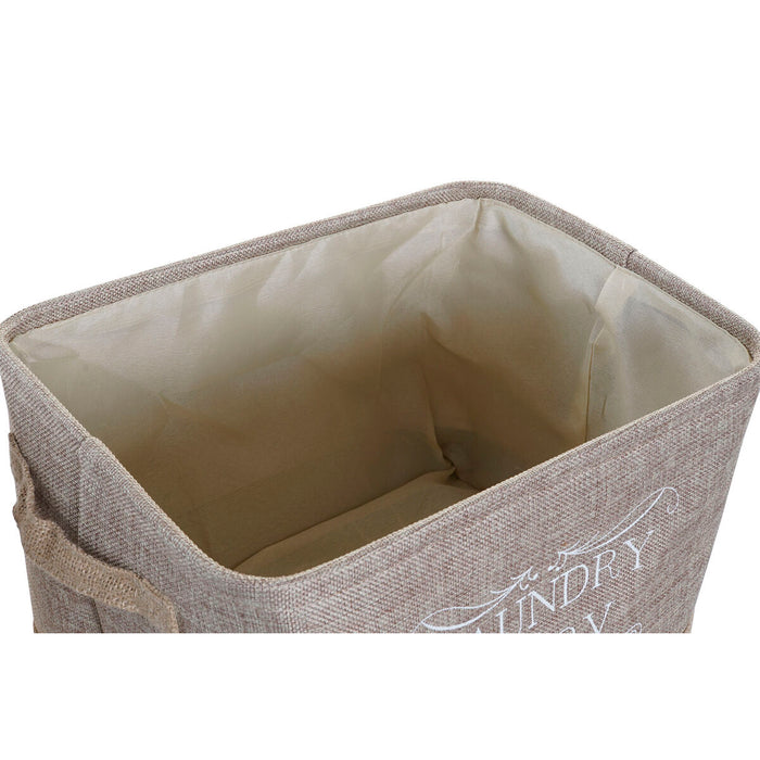 Cesta DKD Home Decor Beige Gris Marrón claro 34 x 24 x 22 cm Poliéster (3 Unidades) (12 Unidades)