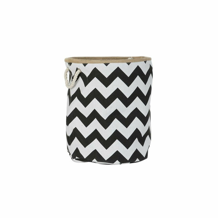 Cesta DKD Home Decor Blanco Negro Yute Jute Zig-zag Moderno 38 x 38 x 45 cm