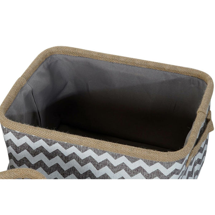 Juego de Cestas DKD Home Decor Blanco Gris Yute Jute Zig-zag Boho 36 x 31 x 20 cm 3 Piezas