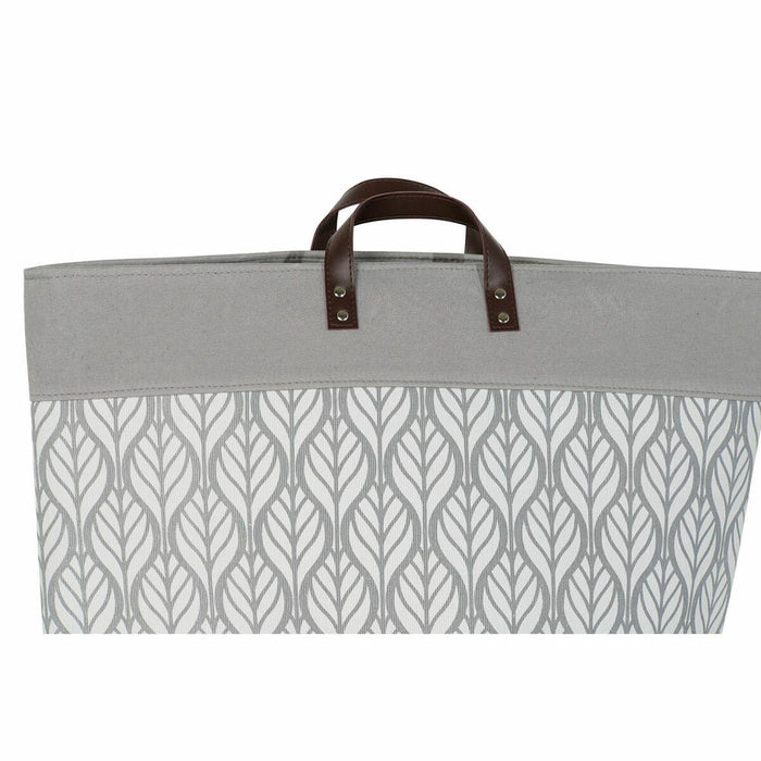 Cesta DKD Home Decor Blanco Gris Azul marino Hoja de planta Boho 60 x 30 x 50 cm Poliéster (2 Unidades) (12 Unidades) (1 unidad)