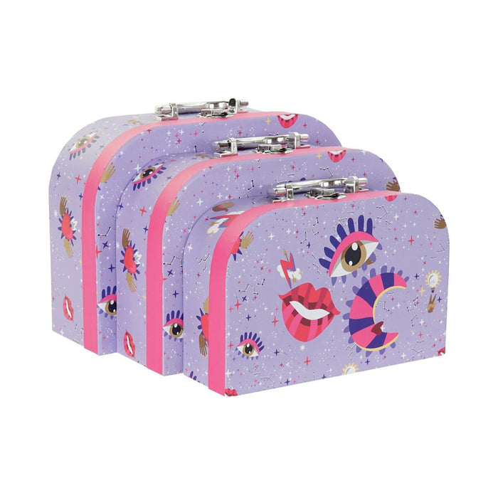 Juego de Cajas Decorativas DKD Home Decor Lila Metal Cartón 28 x 9,5 x 20 cm