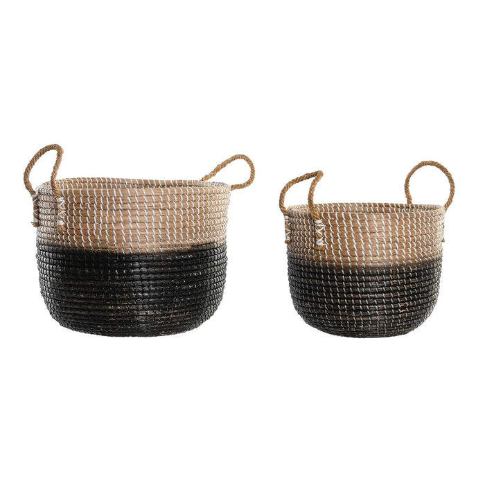 Juego de Cestas DKD Home Decor Natural Gris Hierba marina (41 x 25 x 42 cm) (2 Piezas)