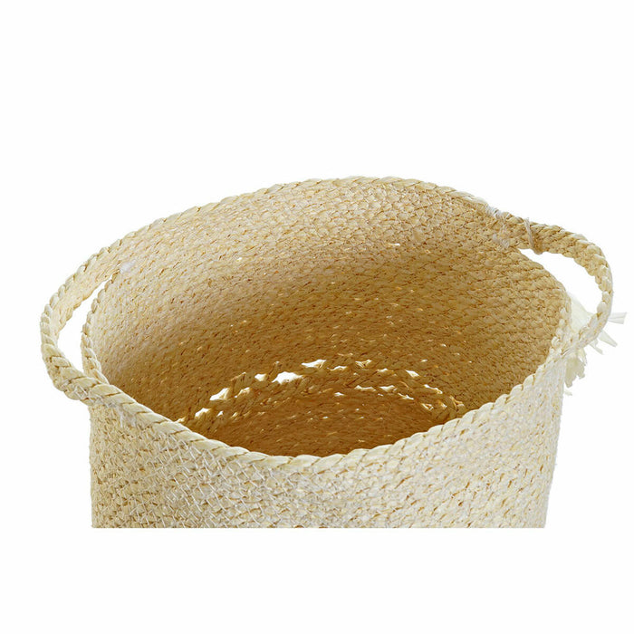 Juego de Cestas DKD Home Decor Beige Fibra natural (34 x 34 x 37 cm)