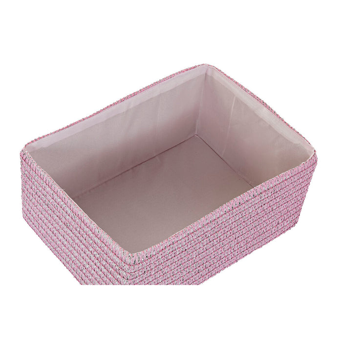 Juego de Cestas DKD Home Decor 41 x 29 x 18 cm Plateado Gris Rosa Polipropileno