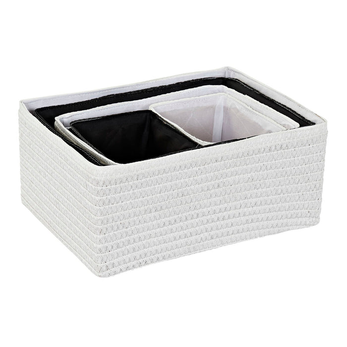 Juego de Cestas DKD Home Decor 41 x 30 x 18 cm Negro Blanco Polipropileno