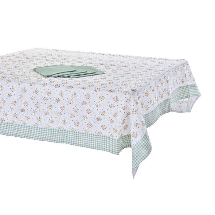 Set de mantelería DKD Home Decor Flores Verde 150 x 150 x 0,5 cm