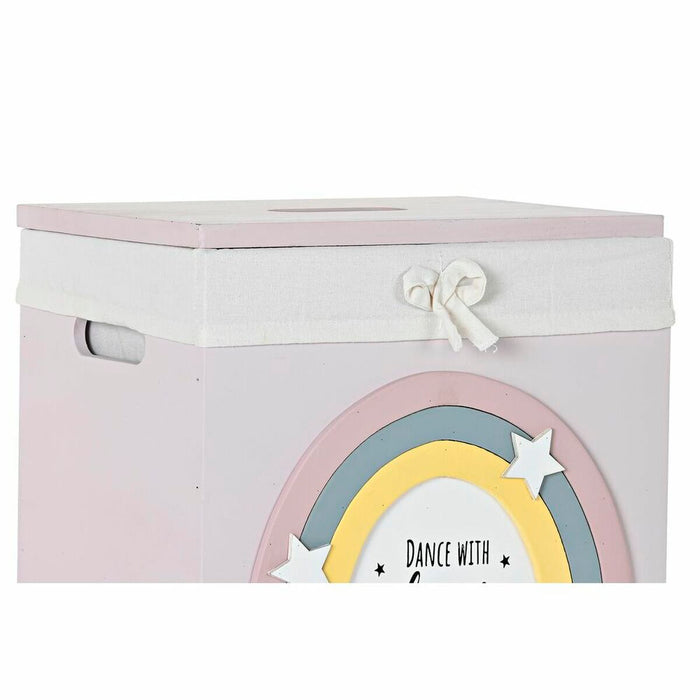 Juego de Cestos DKD Home Decor Amarillo Blanco Gris Rosa Madera de Paulonia Infantil 40 x 30 x 55 cm (5 Piezas) (5 Unidades)