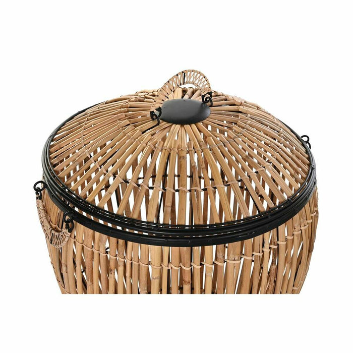 Juego de Cestos DKD Home Decor Negro Natural Metal Ratán 48 x 48 x 55 cm (2 Unidades)