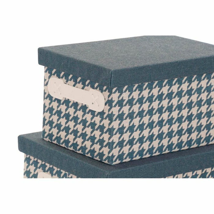 Set de Cajas Organizadoras Apilables DKD Home Decor Gris Azul Amarillo 40 x 30 x 20 cm