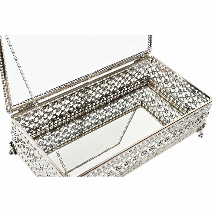 Caja-Joyero DKD Home Decor Cristal Plateado Metal (25,5 x 12,5 x 7,5 cm)