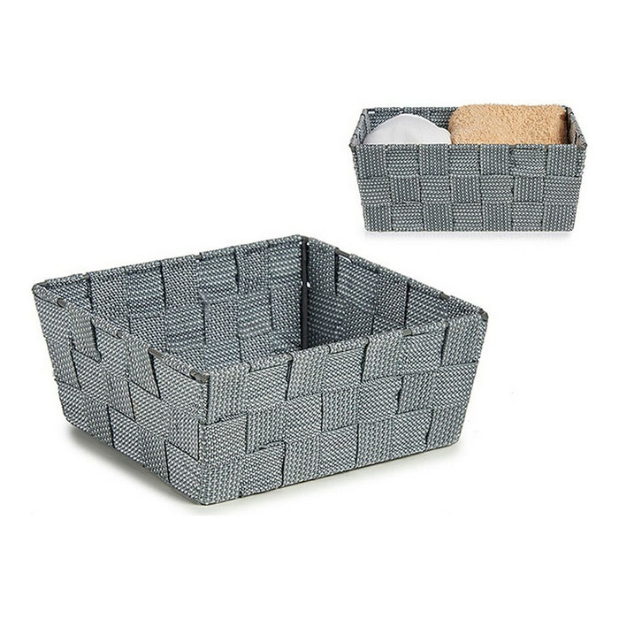 Cesta Trenzada 18 x 8 x 21 cm Gris Tela