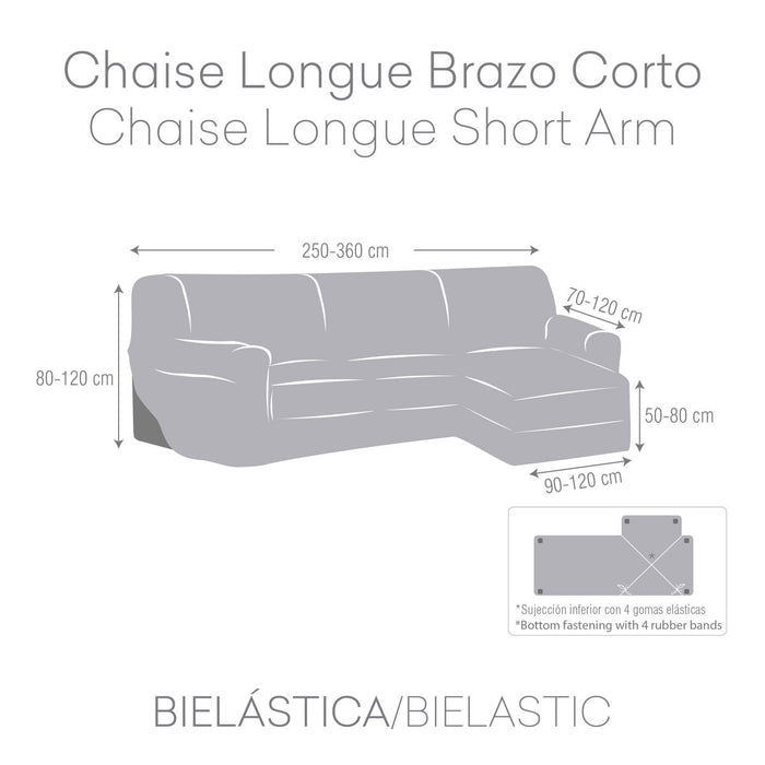 Funda para chaise longue de brazo corto derecho Eysa JAZ Gris oscuro 120 x 120 x 360 cm