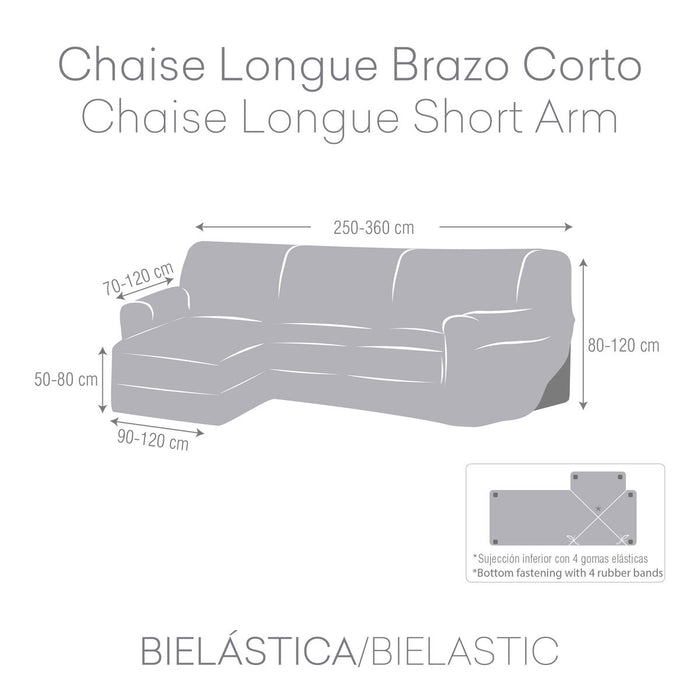 Funda para chaise longue de brazo corto izquierdo Eysa JAZ Gris oscuro 120 x 120 x 360 cm