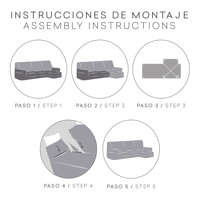 Funda para chaise longue de brazo corto izquierdo Eysa JAZ Gris 120 x 120 x 360 cm