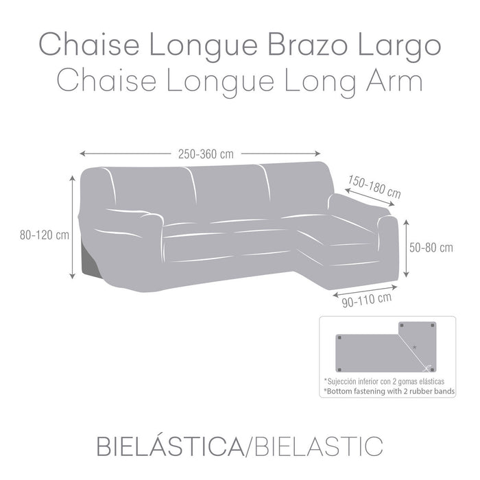 Funda para chaise longue de brazo largo derecho Eysa JAZ Gris 180 x 120 x 360 cm