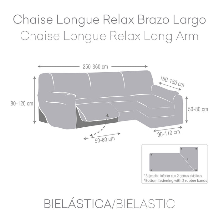 Funda para chaise longue de brazo largo derecho Eysa JAZ Rosa 180 x 120 x 360 cm