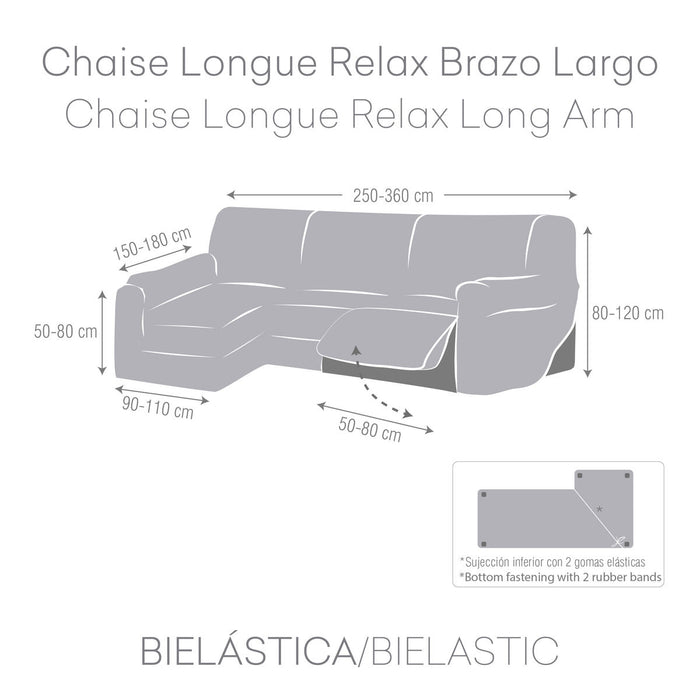 Funda para chaise longue de brazo largo izquierdo Eysa JAZ Marrón 180 x 120 x 360 cm