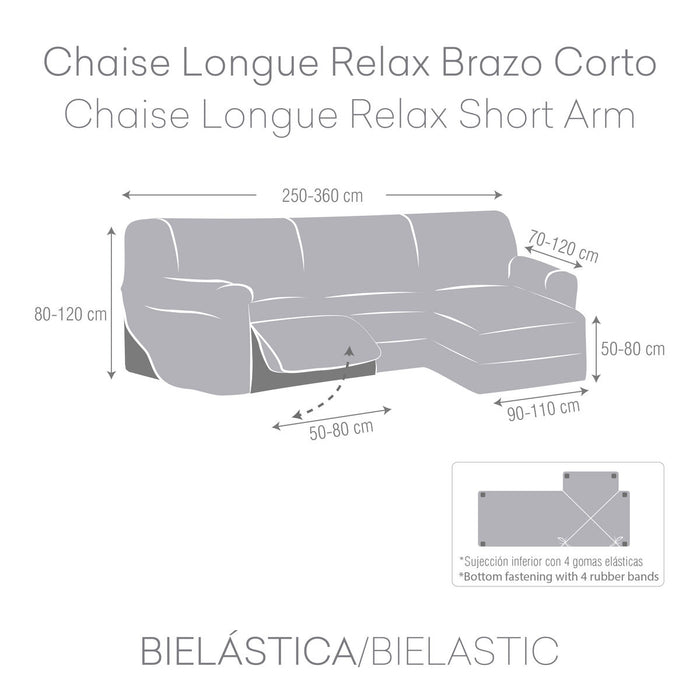 Funda para chaise longue de brazo corto derecho Eysa JAZ Rojo Oscuro 120 x 120 x 360 cm