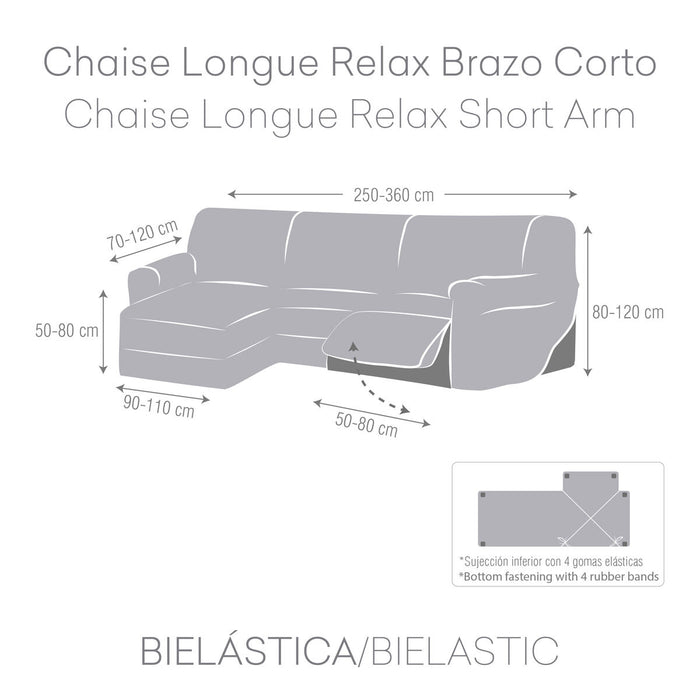 Funda para chaise longue de brazo corto izquierdo Eysa JAZ Blanco 120 x 120 x 360 cm