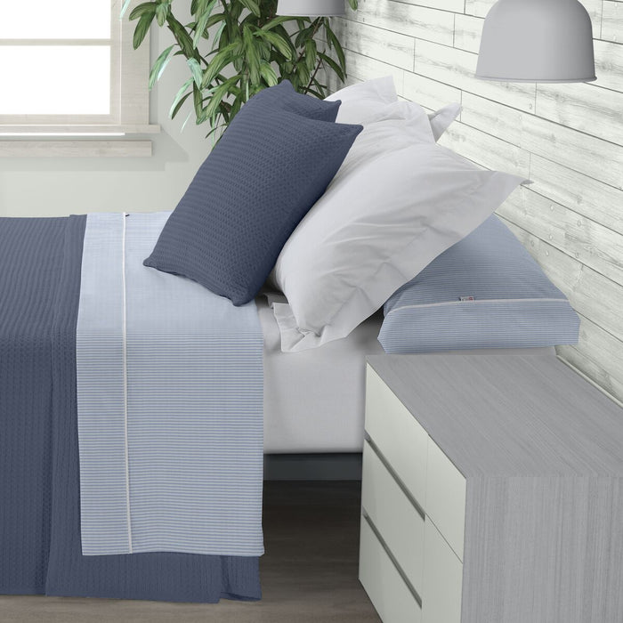 Juego de Sábanas Alexandra House Living Greta Azul Cama de 105 3 Piezas