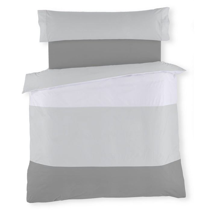 Juego de funda nórdica Alexandra House Living Blanco Gris Cama de 90 2 Piezas