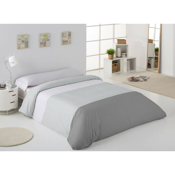 Juego de funda nórdica Alexandra House Living Blanco Gris Cama de 90 2 Piezas