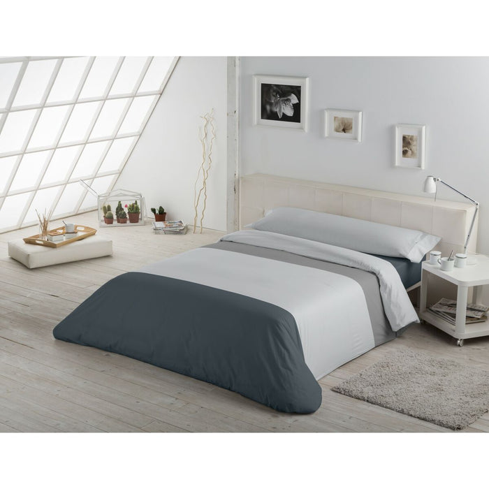 Juego de funda nórdica Alexandra House Living Blanco Gris Cama de 90 2 Piezas