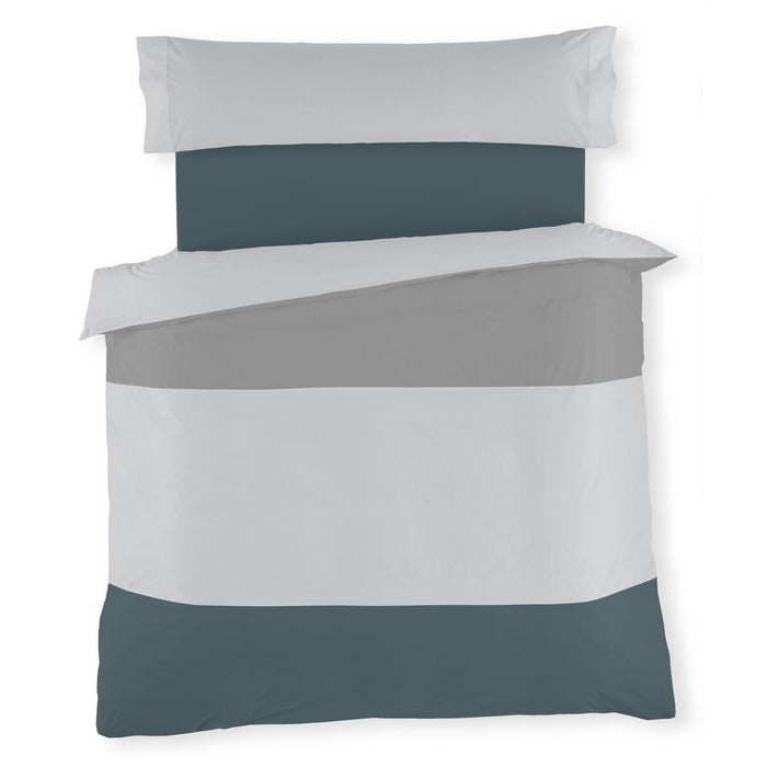 Juego de funda nórdica Alexandra House Living Blanco Gris Cama de 180 3 Piezas