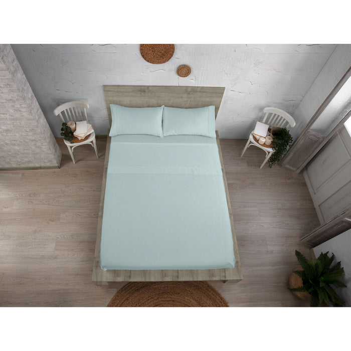 Juego de Sábanas Alexandra House Living QUTUN Azul claro Cama de 105 3 Piezas