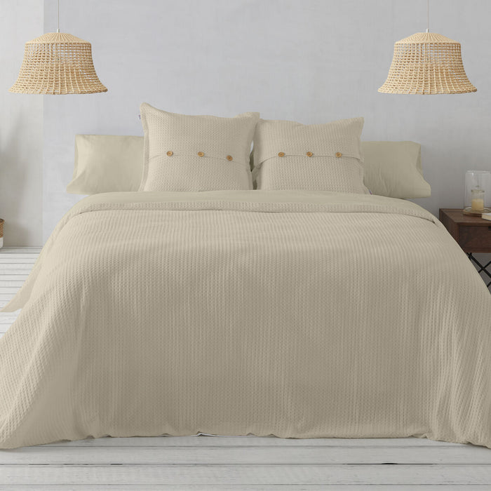 Juego de funda nórdica Alexandra House Living Banús Beige Cama de 150 3 Piezas