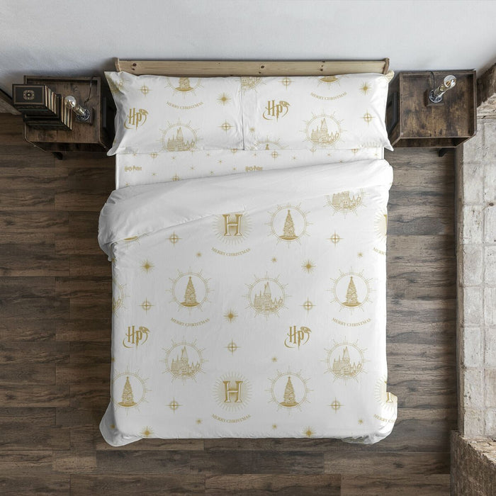 Funda Nórdica Harry Potter Hogwarts Gold Christmas 220 x 220 cm Cama de 135/140