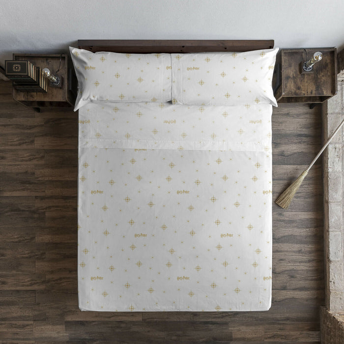 Juego de Sábanas Harry Potter Stars Gold Blanco Cama de 135 210 x 270 cm