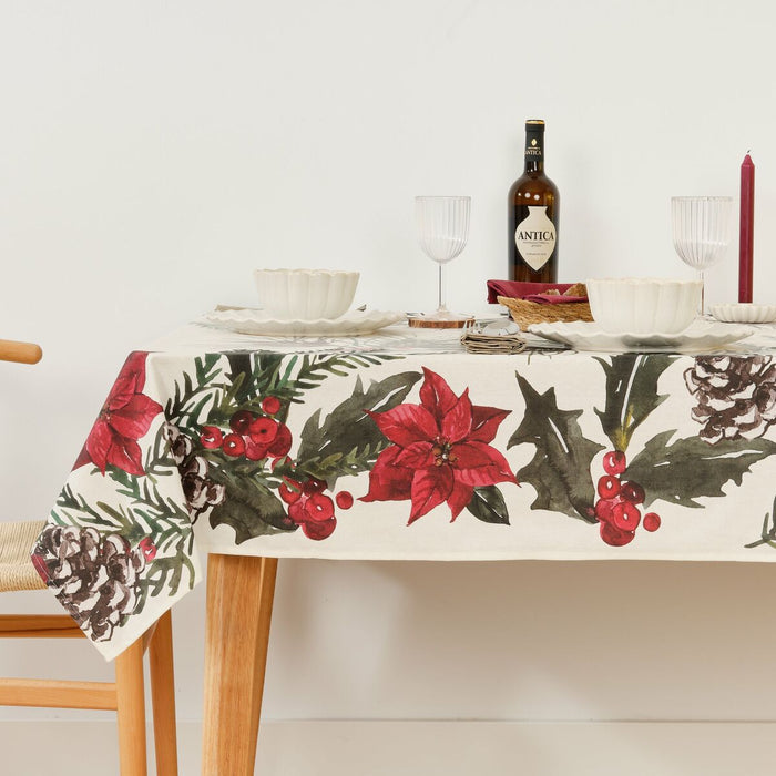 Mantel resinado antimanchas Belum Christmas Flowers 250 x 140 cm