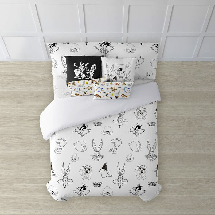 Funda Nórdica Looney Tunes Looney B&W Blanco black 200 x 200 cm