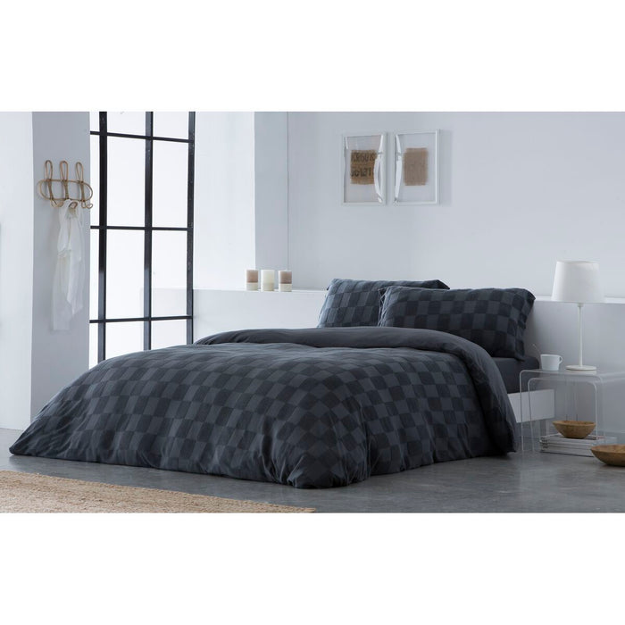 Funda Nórdica Naturals ELBA Gris oscuro Cama de 90 (150 x 220 cm)