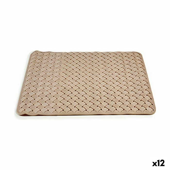 Alfombra de baño Trenzado Beige PVC (0,03 x 50 x 50 cm) (12 Unidades)