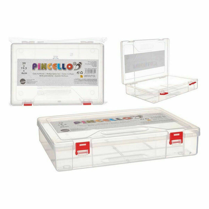 Caja Multiusos Rojo Transparente Plástico 29,5 x 6 x 20,5 cm (24 Unidades)