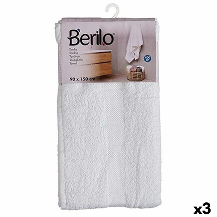 Toalla de baño 90 x 150 cm Blanco (3 Unidades)