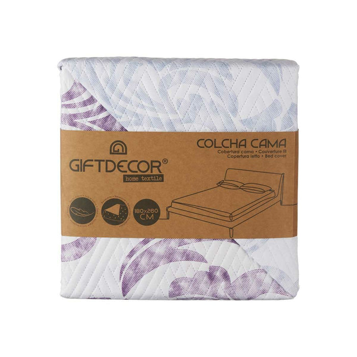 Colcha Reversible 180 x 260 cm Blanco Morado (6 Unidades)