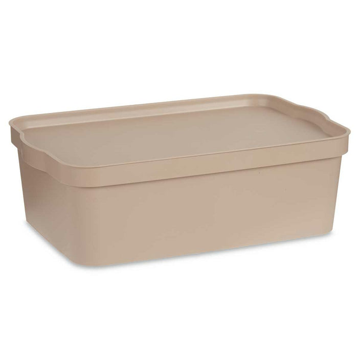 Caja de Almacenaje con Tapa Beige Plástico 14 L 29,5 x 14,5 x 45 cm (12 Unidades)