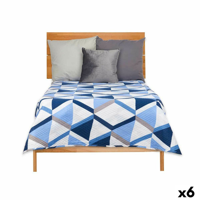 Colcha Reversible 240 x 260 cm Azul Blanco (6 Unidades)