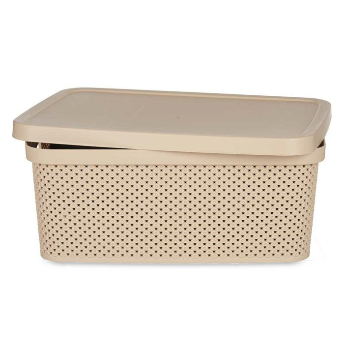 Caja de Almacenaje con Tapa Beige Plástico 13 L 28 x 15 x 39 cm (12 Unidades)