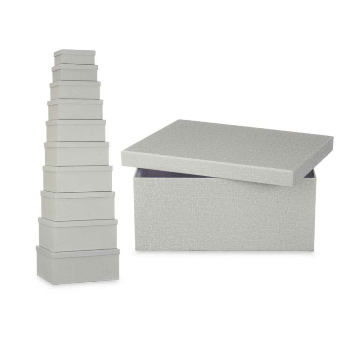 Set de Cajas Organizadoras Apilables Gris oscuro Cartón (2 Unidades)